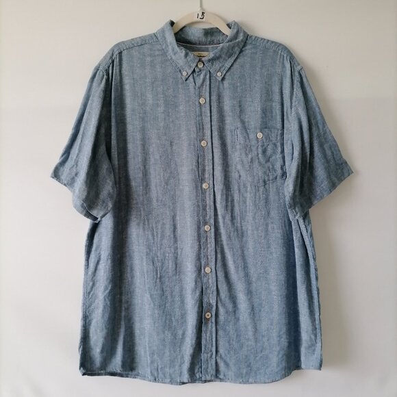 Weatherproof Vintage Mens Denim Blue Washable Linen Button Down Shirt Size XL - Picture 1 of 7